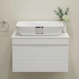 ست کابینت و روشویی بامبو سفید 40*60